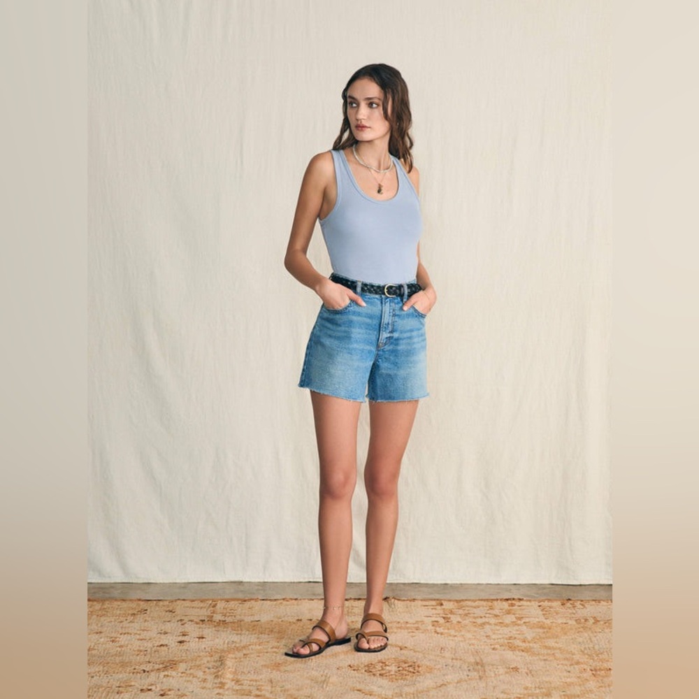 Faherty Women’s Whitney Sunwashed Rib Tank in Zen Blue Size S